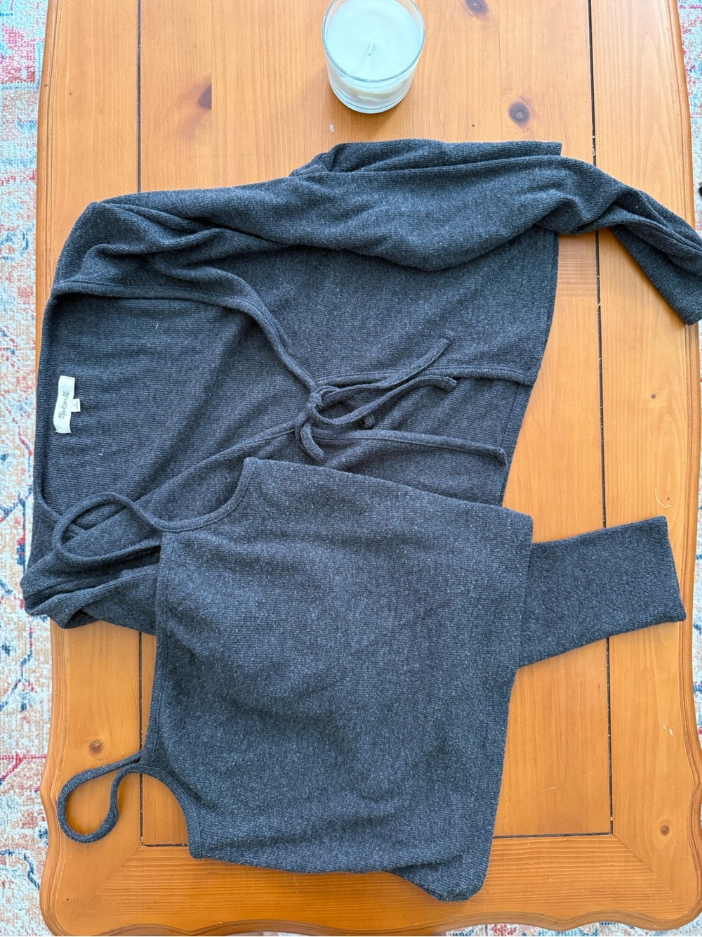 Madewell Dark Gray Wrap Cardigan and Tank Set